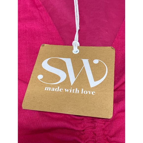 NEW Seven Wonders Pink Sleeveless Deep V Neck Ruched Tank Blouse Top Size L - Picture 3 of 5